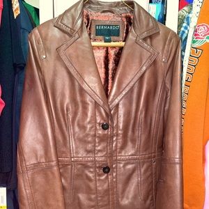 Brown leather Bernardo jacket